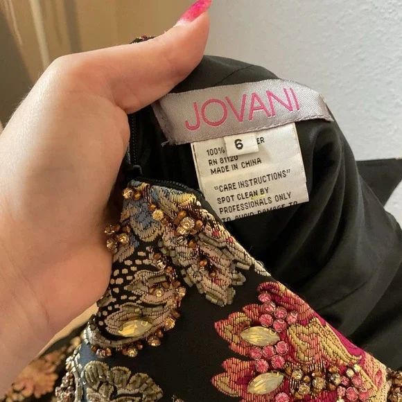 Jovani 48394 Metallic Floral Beaded Gown Size 6 Multi Color - Picture 11 of 15